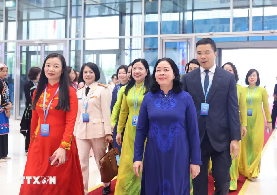Đại biểu dự phiên Khai mạc trọng thể Đại hội đại biểu Phụ nữ toàn quốc lần thứ XIV. (Ảnh: Lâm Khánh/TTXVN)