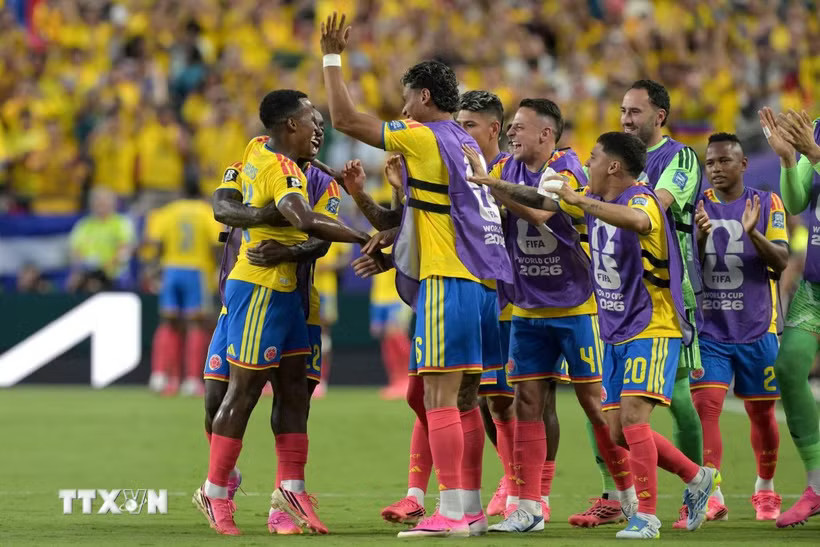 Colombia là đội bóng cuối cùng góp mặt ở vòng 1/8 World Cup 2026. (Ảnh: AFP/TTXVN)