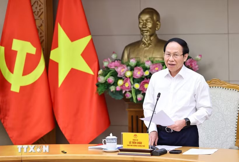 Phó Thủ tướng Lê Tiến Châu chủ trì cuộc họp. (Ảnh: Minh Đức/TTXVN) 