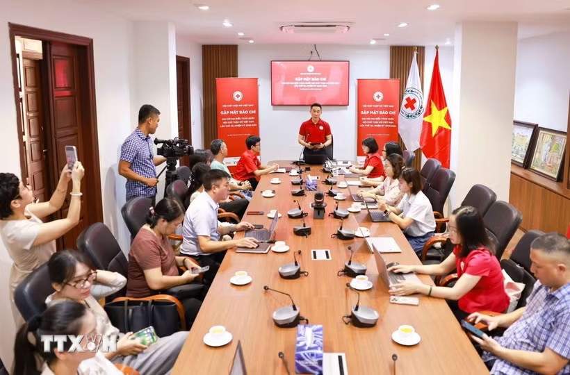 Trung ương Hội Chữ thập Đỏ Việt Nam thông tin tới cơ quan thông tấn, báo chí về Đại hội đại biểu toàn quốc Hội Chữ thập Đỏ Việt Nam lần thứ XII, nhiệm kỳ 2026-2031. (Ảnh: Thanh Tùng/TTXVN)