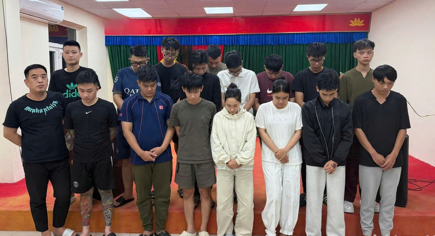 Các đối tượng trong chuyên án tại cơ quan công an.