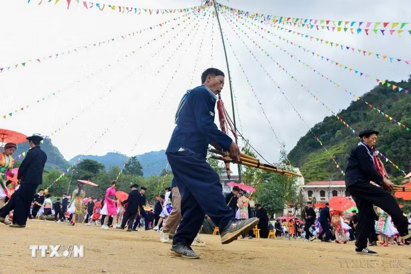 Ngày hội Văn hóa dân tộc Mông và Festival khèn Mông ở Mèo Vạc năm 2023. (Ảnh: Nam Thái/TTXVN)