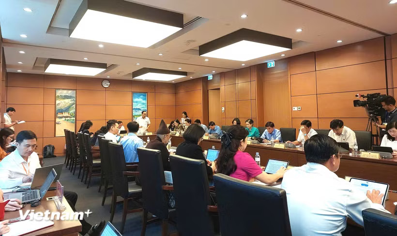 Các đại biểu thảo luận tại tổ, trong khuôn khổ Kỳ họp không thường lệ thứ nhất, Quốc hội khóa XVI. (Ảnh: PV/Vietnam+)