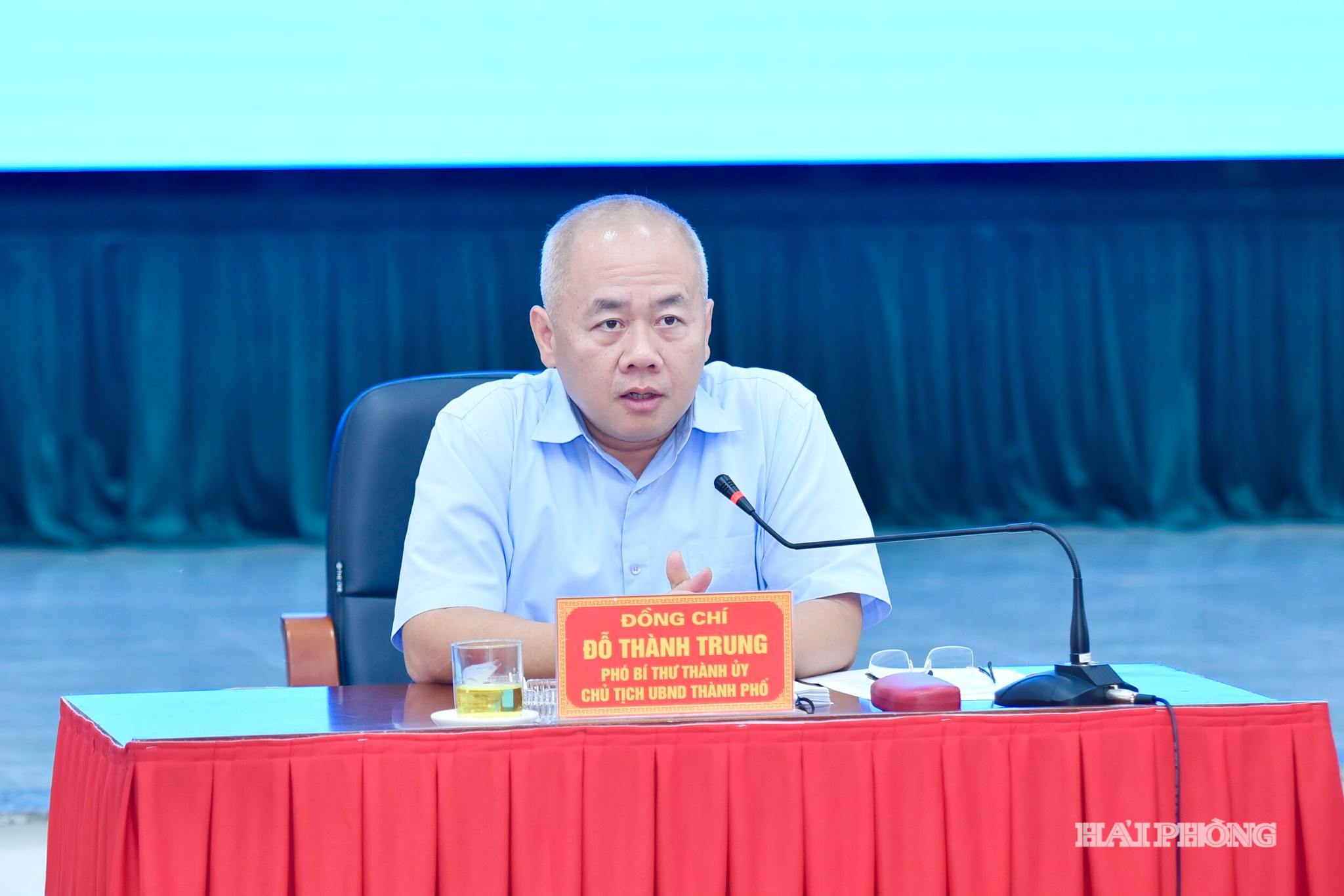 Đồng chí Đỗ Thành Trung, Phó Bí thư Thành uỷ, Chủ tịch UBND thành phố phát biểu kết luận hội nghị.