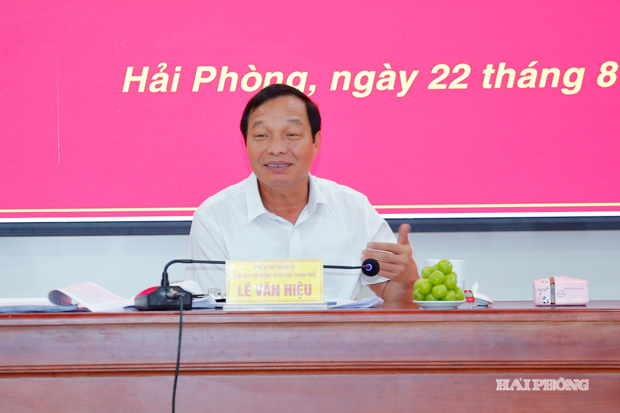 Đồng chí Lê Văn Hiệu, Phó bí thư Thành ủy, Chủ tịch HĐND thành phố chủ trì cuộc làm việc tại xã Tứ Kỳ.