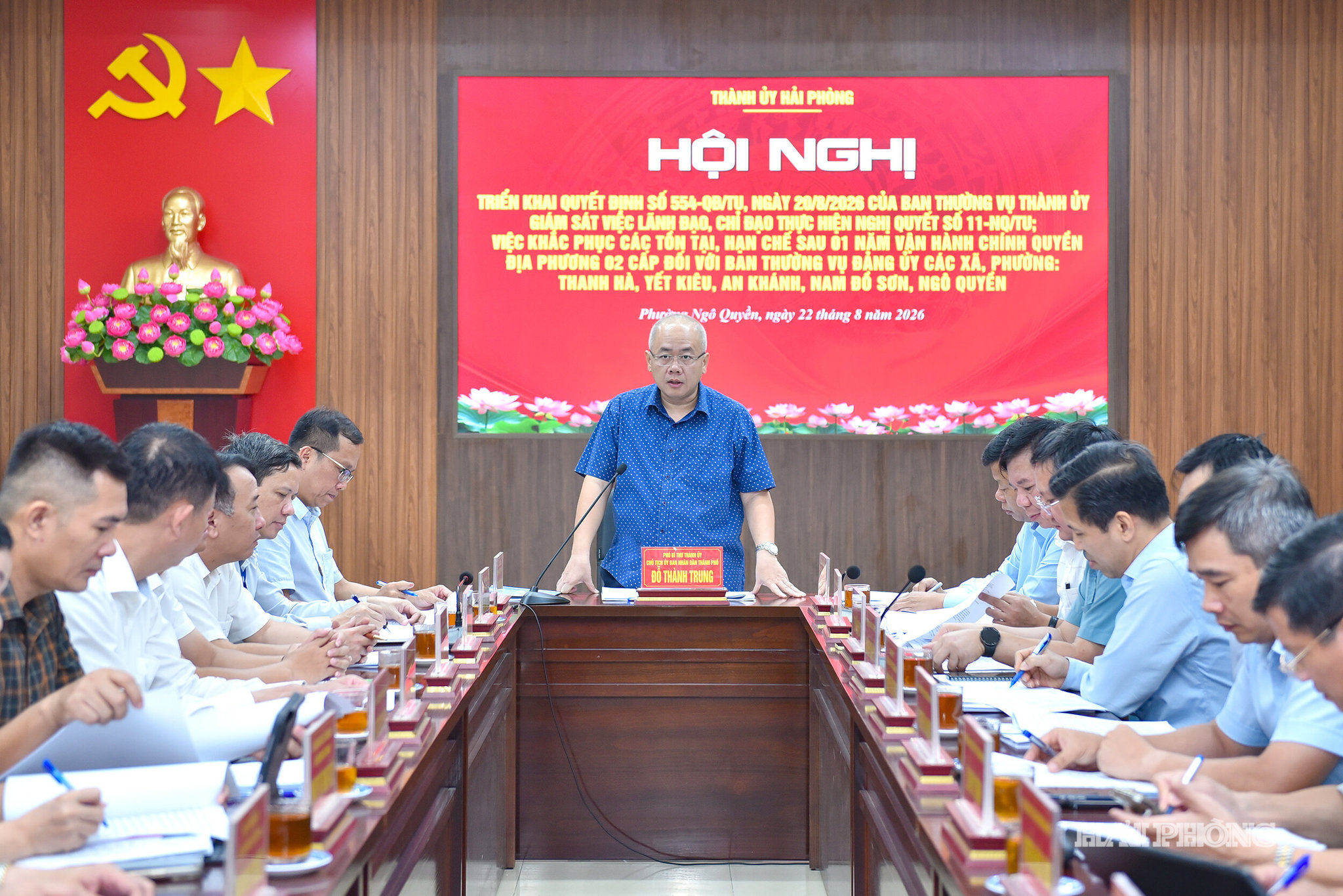 Đồng chí Đỗ Thành Trung, Phó Bí thư Thành uỷ, Chủ tịch UBND thành phố phát biểu kết luận cuộc giám sát.