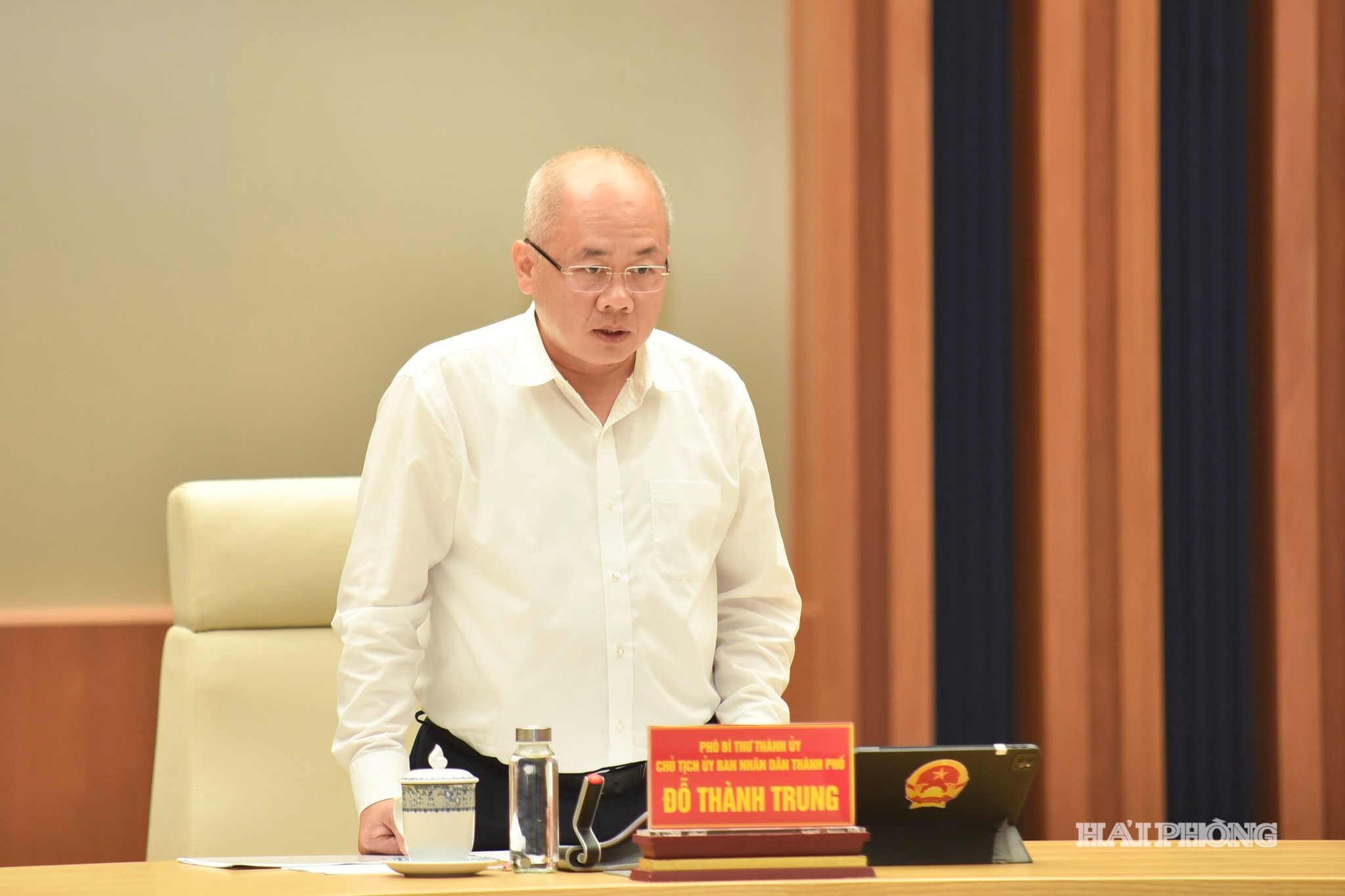 Đồng chí Đỗ Thành Trung, Phó Bí thư Thành uỷ, Chủ tịch UBND thành phố phát biểu kết luận hội nghị.