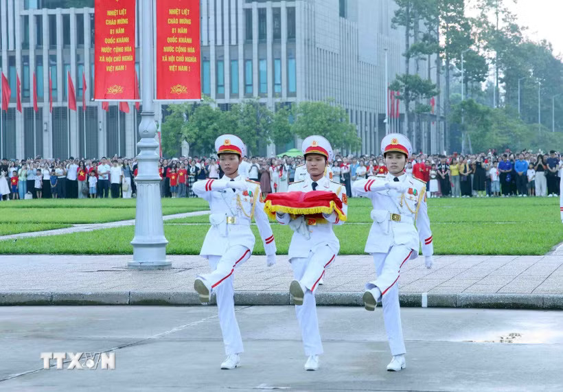 Trang nghiêm Lễ Thượng cờ kỷ niệm 81 năm Quốc khánh nước Cộng hòa XHCN Việt Nam. (Ảnh: Phạm Kiên/TTXVN)