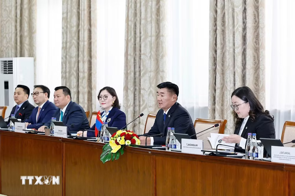 Chủ tịch Quốc hội Trần Thanh Mẫn hội đàm với Chủ tịch Quốc hội Mông Cổ Sandag Byambatsogt phát biểu. (Ảnh: Doãn Tấn/TTXVN) ttxvn-chu-tich-quoc-hoi-tran-thanh-man-hoi-dam-voi-chu-tich-quoc-hoi-mong-co-sandag-byambatsogt-5.jpg