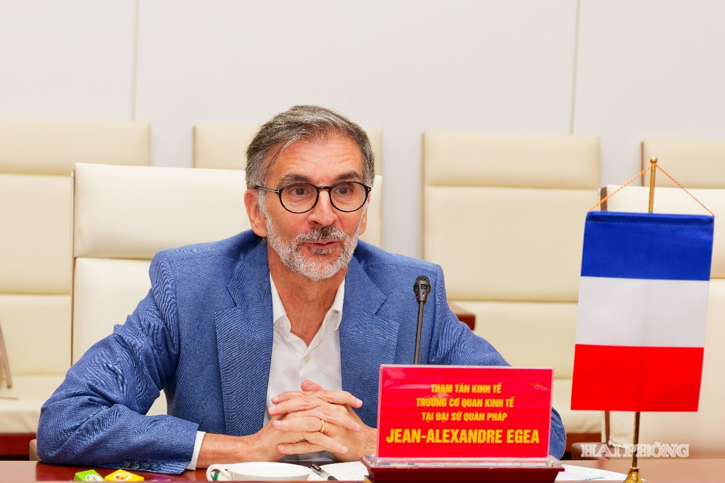 Ông Jean-Alexandre Egea, Tham tán Kinh tế, Trưởng Cơ quan Kinh tế tại Đại sứ quán Pháp đề xuất những dự án mà hai bên có thể hợp tác trong tương lai