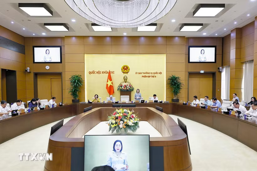 Ủy ban Thường vụ Quốc hội cho ý kiến về một số dự án Luật. (Ảnh: Doãn Tấn/TTXVN)