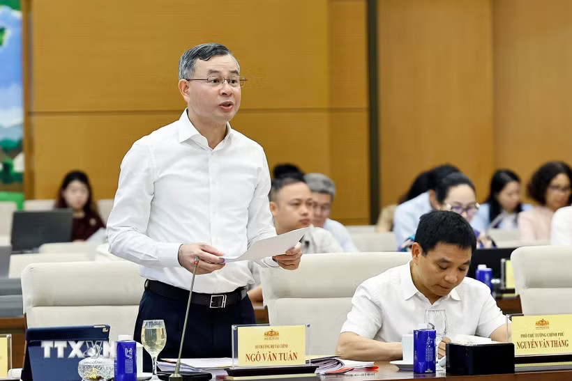 Bộ trưởng Bộ Tài chính Ngô Văn Tuấn phát biểu. (Ảnh: Doãn Tấn/TTXVN)