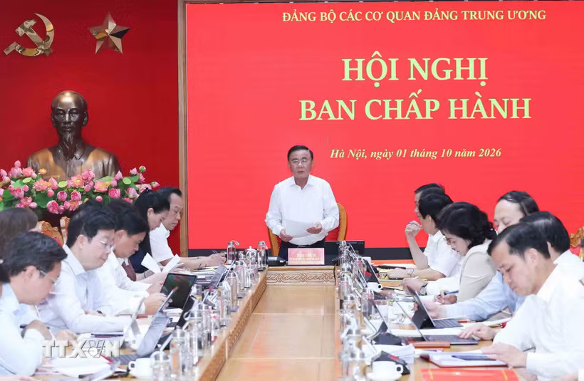 Thường trực Ban Bí thư Trần Cẩm Tú phát biểu chỉ đạo hội nghị. (Ảnh: Phương Hoa/TTXVN)