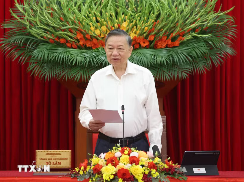 Tổng Bí thư, Chủ tịch nước Tô Lâm phát biểu chỉ đạo. (Ảnh: Thống Nhất/TTXVN)