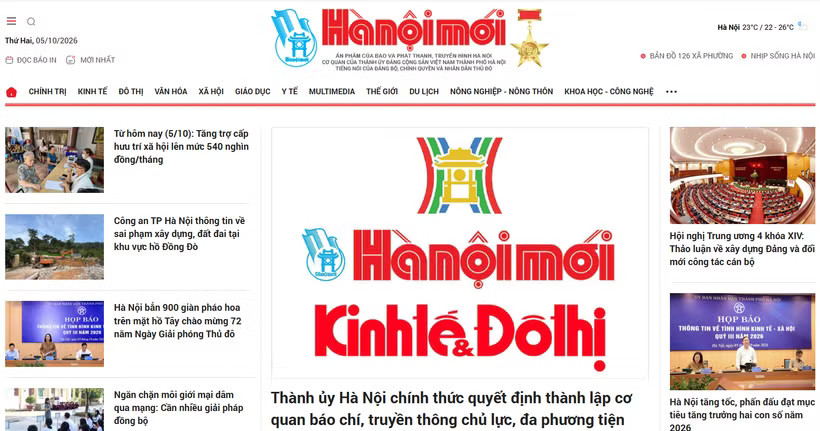 Giao diện Báo Hànộimới.