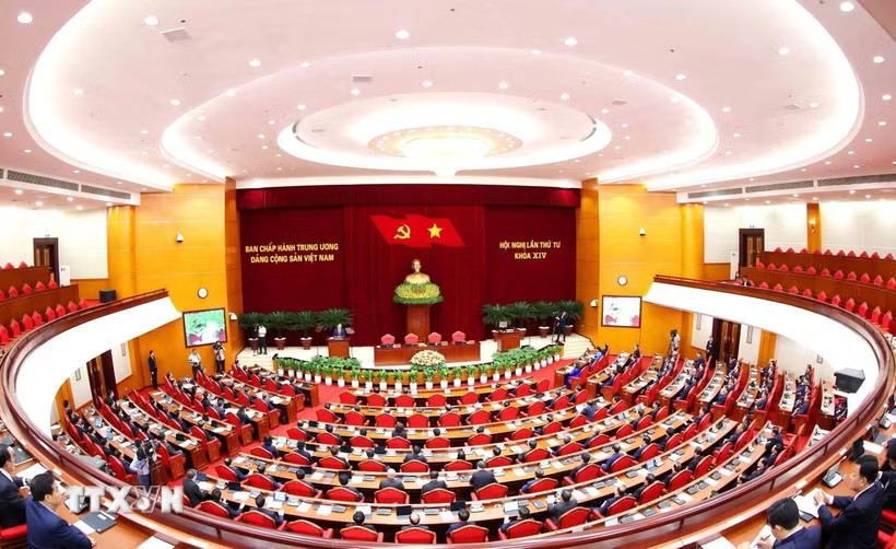Phiên bế mạc Hội nghị lần thứ tư Ban Chấp hành Trung ương Đảng khóa XIV. (Ảnh: Phương Hoa/TTXVN)