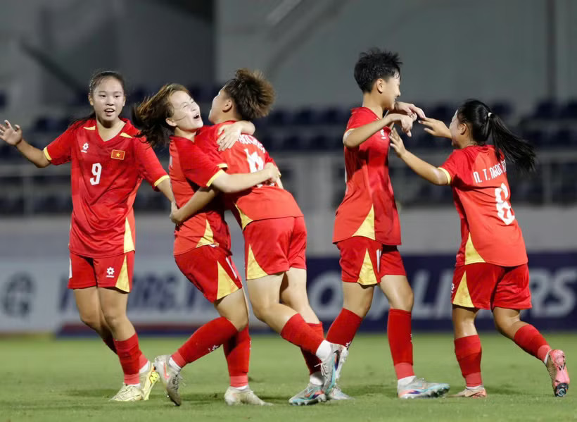 Niềm vui của các cầu thủ nữ U17 Việt Nam. (Nguồn: VFF)