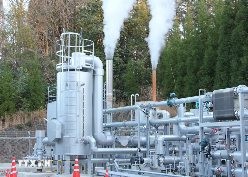 Nhà máy sản xuất khí hydro sạch từ địa nhiệt tại Nhật Bản. (Ảnh: Đào Thanh Tùng/TTXVN)