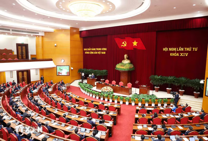 Phiên bế mạc Hội nghị lần thứ tư Ban Chấp hành Trung ương Đảng khóa XIV. (Ảnh: Phương Hoa/TTXVN)