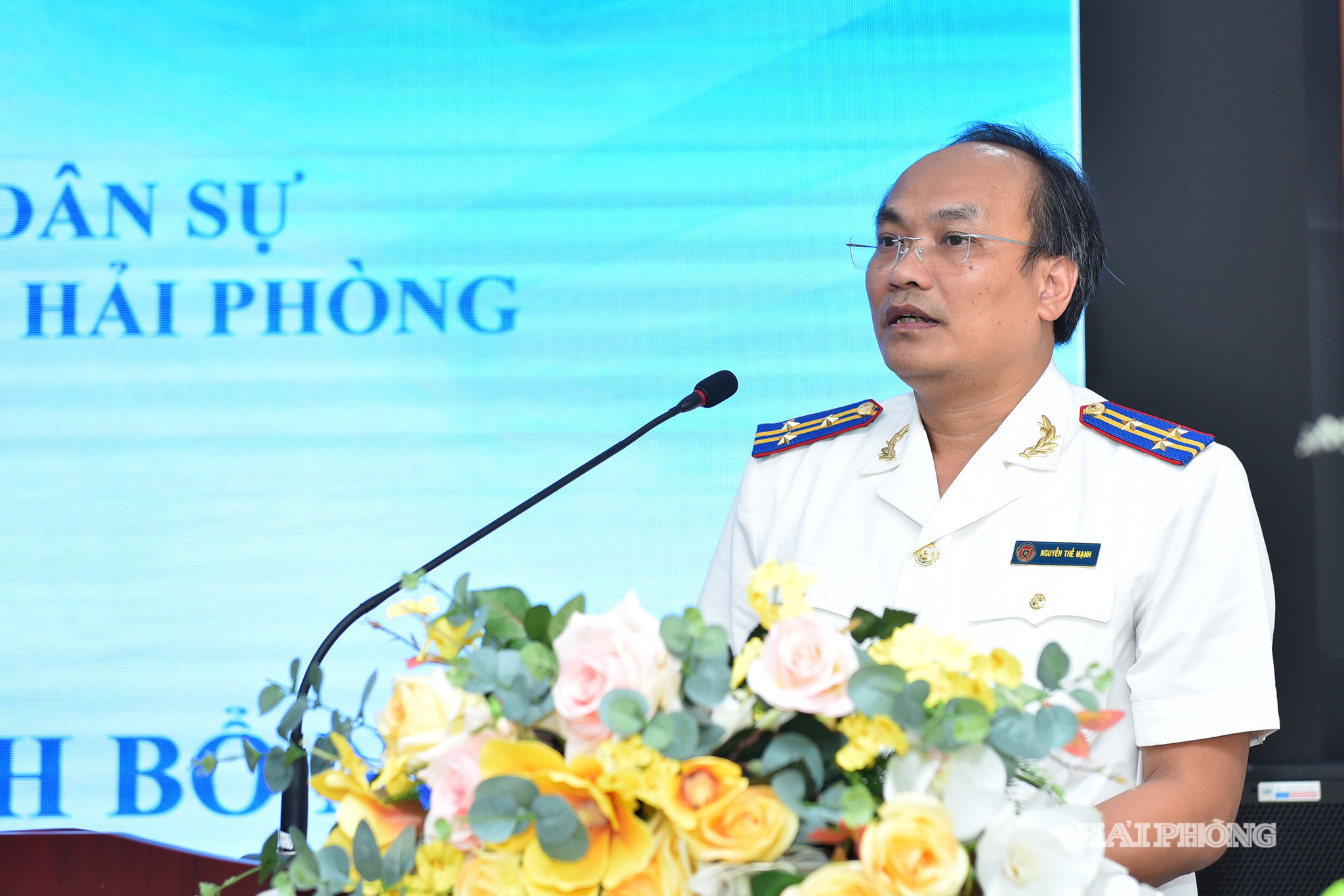 Đồng chí Nguyễn Thế Mạnh, Phó Trưởng Thi hành án dân sự thành phố Hải Phòng phát biểu nhận nhiệm vụ.