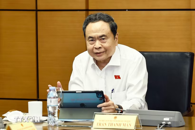 Chủ tịch Quốc hội Trần Thanh Mẫn, đại biểu Quốc hội Thành phố Hồ Chí Minh phát biểu. (Ảnh: Doãn Tấn/TTXVN)
