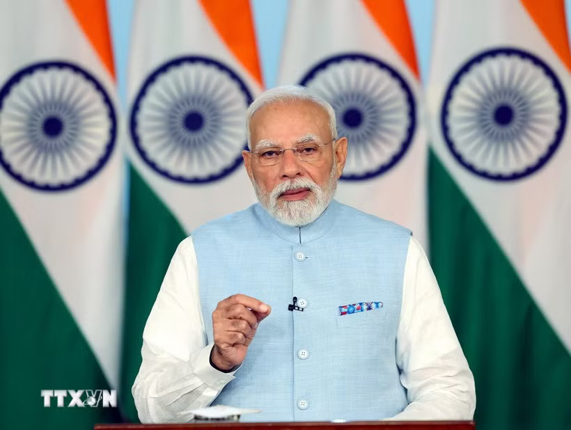 Thủ tướng Ấn Độ Narendra Modi phát biểu tại New Delhi. (Ảnh: ANI/TTXVN)