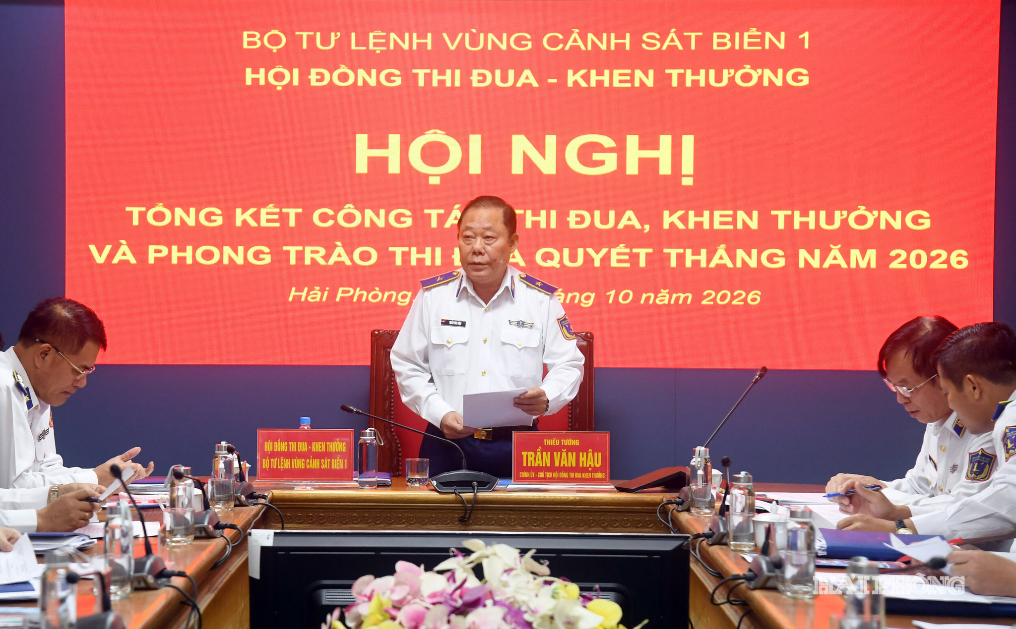 Thiếu tướng Trần Văn Hậu phát biểu kết luận hội nghị
