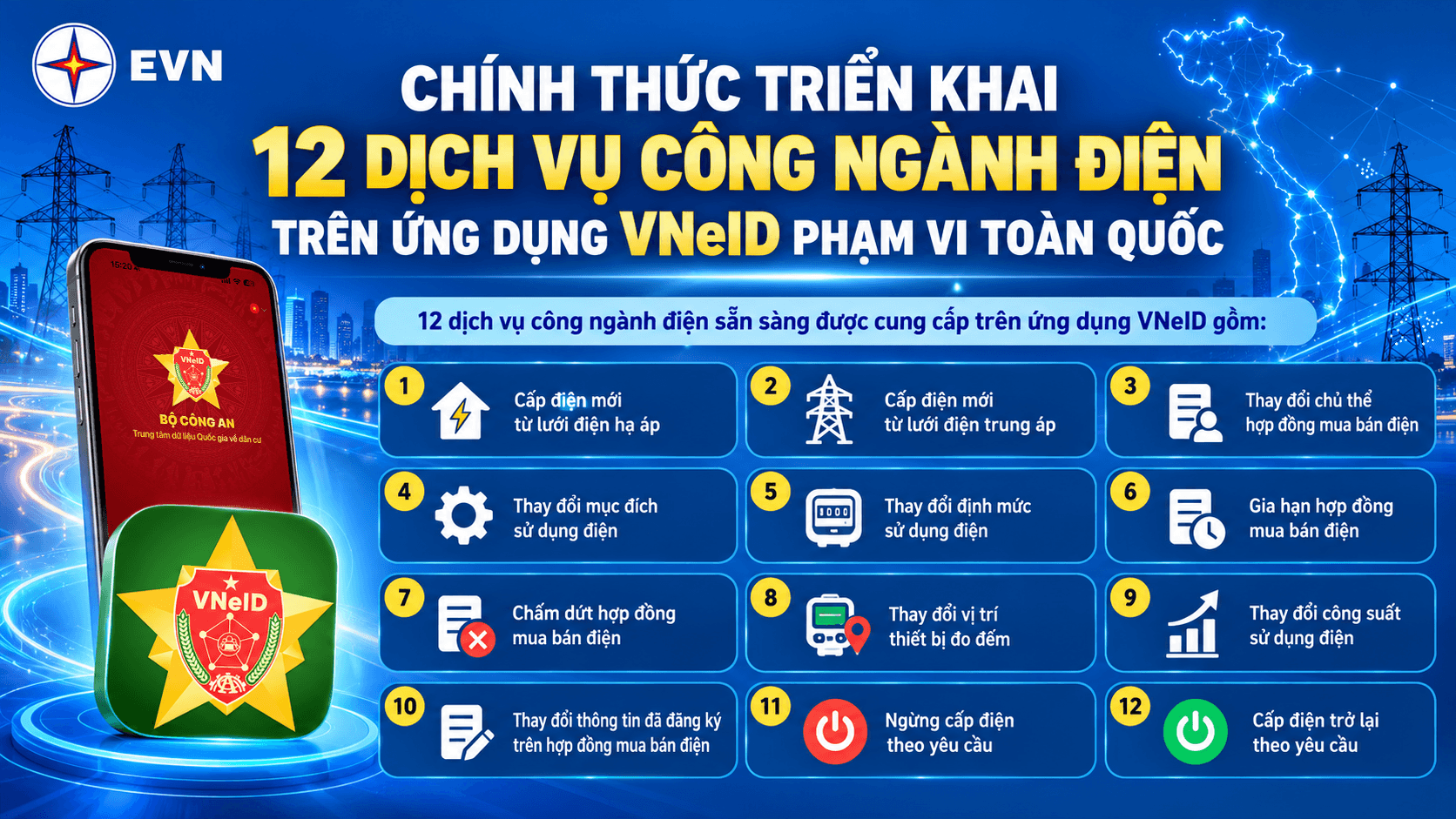 Chính thức triển khai toàn quốc 12 dịch vụ công ngành điện trên VNeID- Ảnh 1.