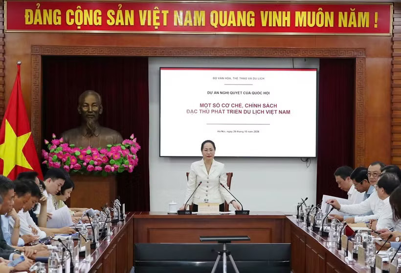 Ủy viên Ban Chấp hành trung ương Trung ương Đảng, Bộ trưởng Bộ Văn hóa, Thể thao và Du lịch Lâm Thị Phương Thanh chủ trì Hội nghị. (Nguồn: Bộ Văn hóa, Thể thao và Du lịch)