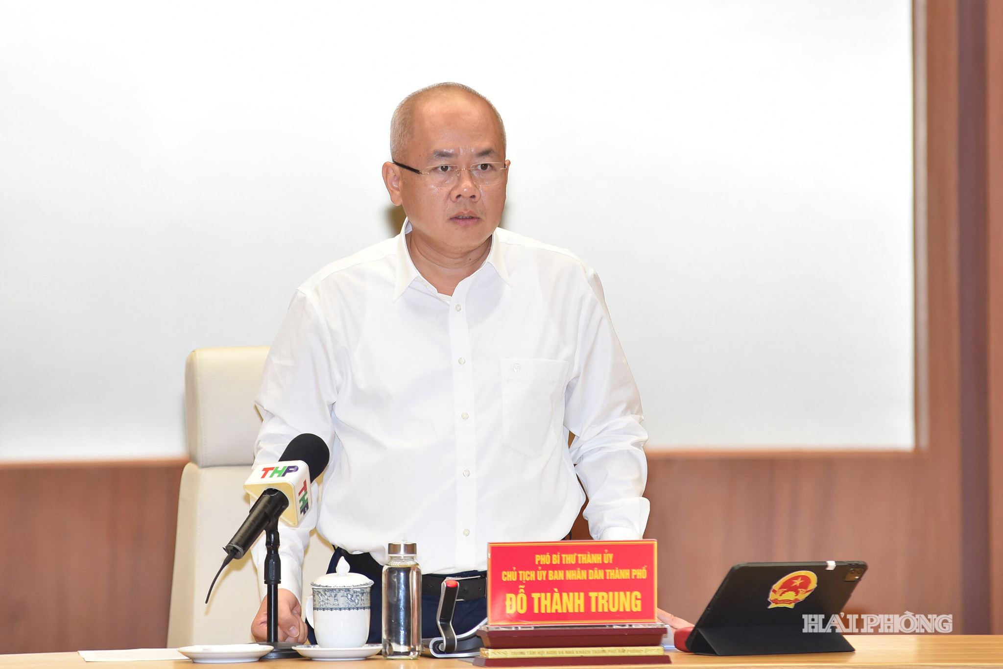 Đồng chí Đỗ Thành Trung, Phó Bí thư thành uỷ, Chủ tịch UBND thành phố phát biểu kết luận hội nghị.