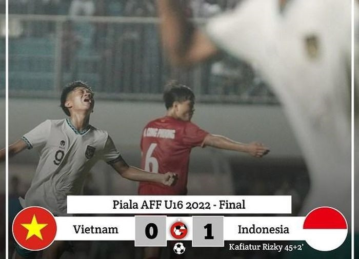 U16 Indonesia lên ngôi vô địch sau khi thắng U16 Việt Nam 1-0.