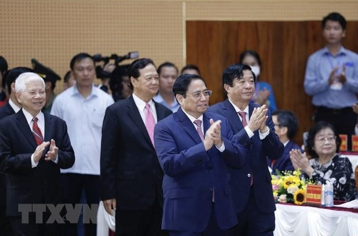  Thủ tướng Phạm Minh Chính đến dự buổi lễ. (Ảnh: Dương Giang/TTXVN) 