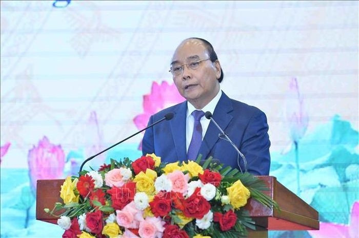 Chủ tịch nước Nguyễn Xuân Phúc phát biểu tại hội nghị. Ảnh: Minh Đức/TTXVN