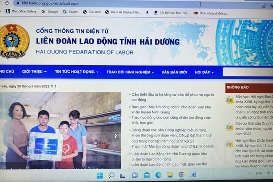 Ra mắt trang thông tin điện tử Liên đoàn Lao động tỉnh Hải Dương