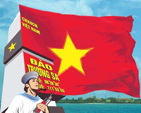Trước tượng đài người lính Hoàng Sa