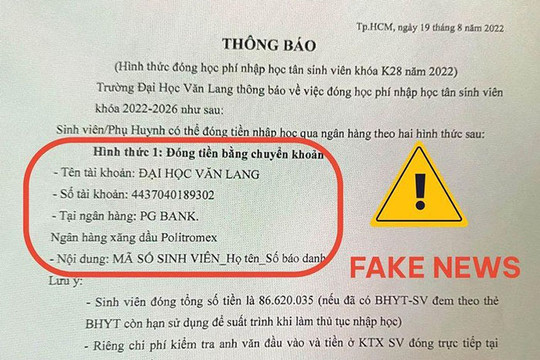 Giả mạo thông báo trường đại học lừa tân sinh viên đóng hơn 86 triệu đồng học phí