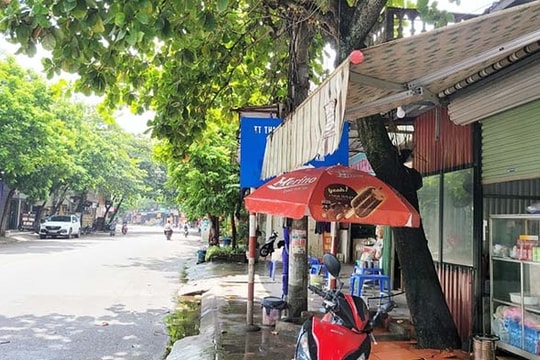 Biển báo giao thông ở thị tứ Phủ bị che khuất