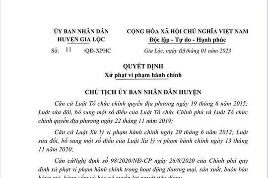 Kinh doanh rượu lậu tại Gia Lộc, một người bị phạt 30 triệu đồng
