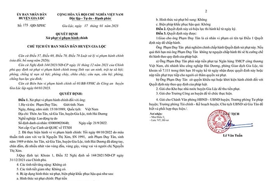 Đánh vợ, 1 người ở Gia Lộc bị phạt 7,5 triệu đồng 