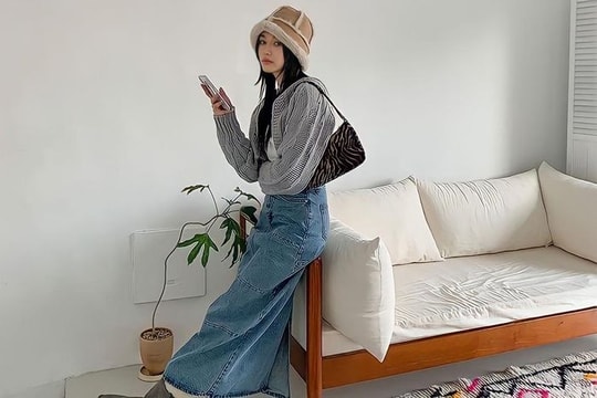 Phối đồ chuẩn chỉnh cùng chân váy jean dáng dài
