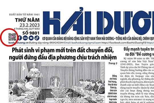 Từ ngày 23.2, bạn đọc có thể quét mã QR để đọc báo điện tử Hải Dương