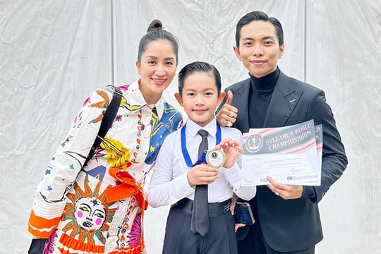 Con trai 8 tuổi của Khánh Thi - Phan Hiển đoạt huy chương vàng, lập kỷ lục dancesport Việt