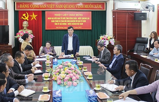 Trao đổi kinh nghiệm tổ chức xây dựng Đảng giữa 2 tỉnh Hải Dương, Viêng Chăn