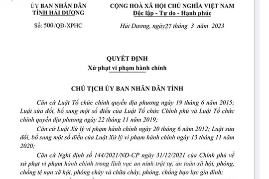 Đánh vợ, 1 người ở Gia Lộc bị phạt 15 triệu đồng