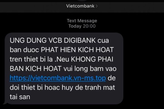 Tin nhắn giả mạo ngân hàng xuất hiện trở lại, tuyệt đối không bấm vào link lạ