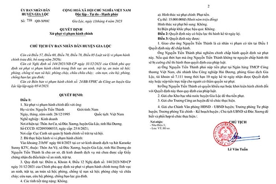 Bị phạt 15 triệu đồng vì đưa quán karaoke chưa đủ điều kiện vào hoạt động 
