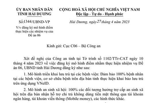 Hải Dương đăng ký 3 mô hình thực hiện Đề án 06