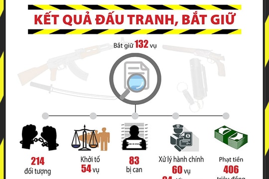 [Đồ hoạ] Hải Dương tăng cường xử lý vi phạm về quản lý vũ khí, vật liệu nổ, công cụ hỗ trợ 