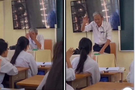 [Video]  Xúc động khoảnh khắc thầy giáo ở Nghệ An tóc bạc trắng lau nước mắt trong tiết dạy cuối cùng 