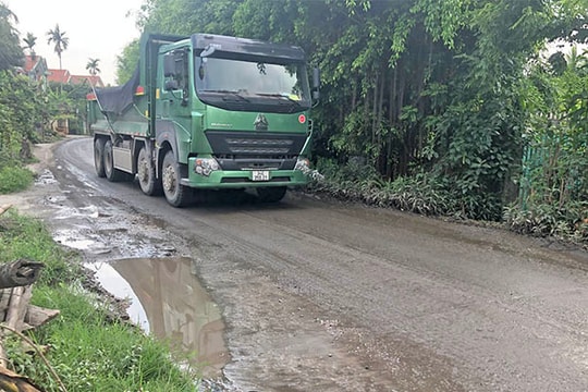 Đường từ cây xăng xã Thanh Quang đến chân đê xuống cấp